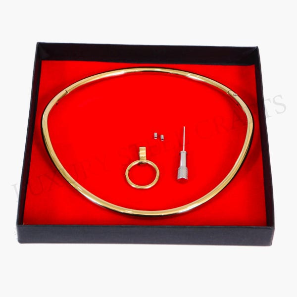 6mm Locking Petite Eternity Collar, Curved Gold Stainless Steel, Multiple Sizes 24/7 Wear.