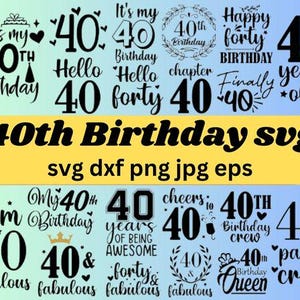 40th Birthday Svg Bundle | Funny Turning 40 Designs | I&#39;m 40 SVG and PNG | Birthday Shirt Ideas & Quotes for Women | 39 and Holding SVG