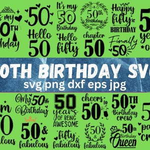 Elegant 50th Birthday SVG Lettering, Chic Birthday Celebration Decor, Printable Party Decor, DIY Crafting