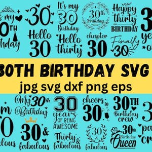 Modern 30th Birthday SVG Design, Celebratory Shirt Graphic, DIY Birthday Gift, Digital Cutting File