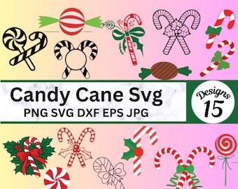 Zuckerstange SVG Vektorgrafik, Sofort Download, Weihnachtsdekoration, DIY Handwerk Versorgung, Urlaub Schnittdatei