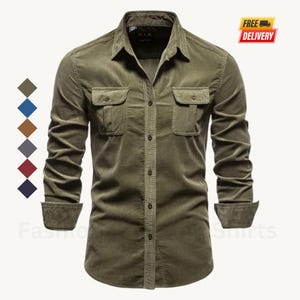Autumn Men's Fashion Corduroy Shirt - Solid Color, Business Casual, 100% Cotton, Single Breasted Slim Shirt