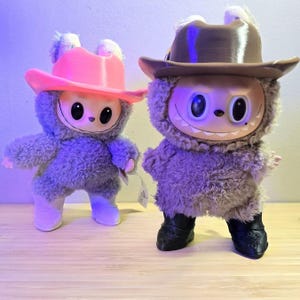 Sombrero de vaquero para Labubu/Sombrero estilo occidental impreso en 3D con banda de color personalizada