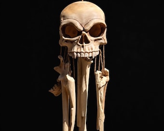 Fanged Skull Wind Chime – Vegan Hanging Bone Decor