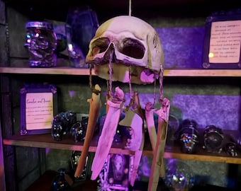 Gothic Skull Wind Chime – 3D Printed Hanging Bone Decor