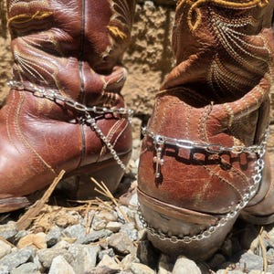 Cross Cowboy Boot Chains - Silver Chain Shoe Wrap