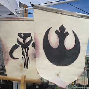 Space Canvas Banner | Handpainted Canvas Wall Art | Space Saga-Inspired Symbols