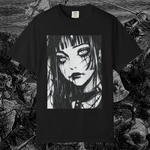Anime Punk Girl T-Shirt | Pastel Goth Tee | Grunge Aesthetic Shirt | Weirdcore Style | Gothic Anime Fashion | Harajuku Alt Clothing