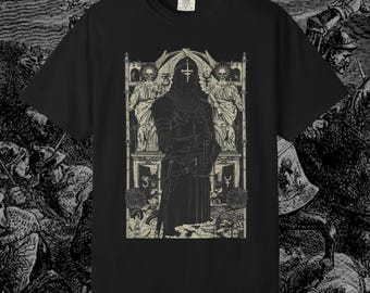 Dark Death Paladin T-Shirt | Gothic Knight Shirt | Occult Medieval Armor Tee | Dark Fantasy Art | Black Metal | Holy Warrior Graphic