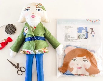 Doll Sewing Kit, Customize Hair, Eye, Outfit, Skin colors