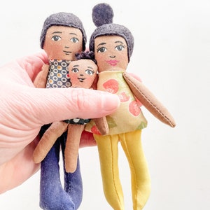 Dollhouse Doll Family, with Mom, Dad, and Baby, ready to ship