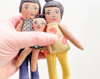 Handmade Dollhouse Doll Family: Mom, Dad, and Baby