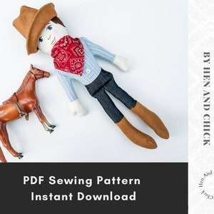 SEWING PATTERN Cowboy Doll with cowboy hat and bandana, 18 inch cloth doll tutorial, diy boy doll pattern with instructions image 10