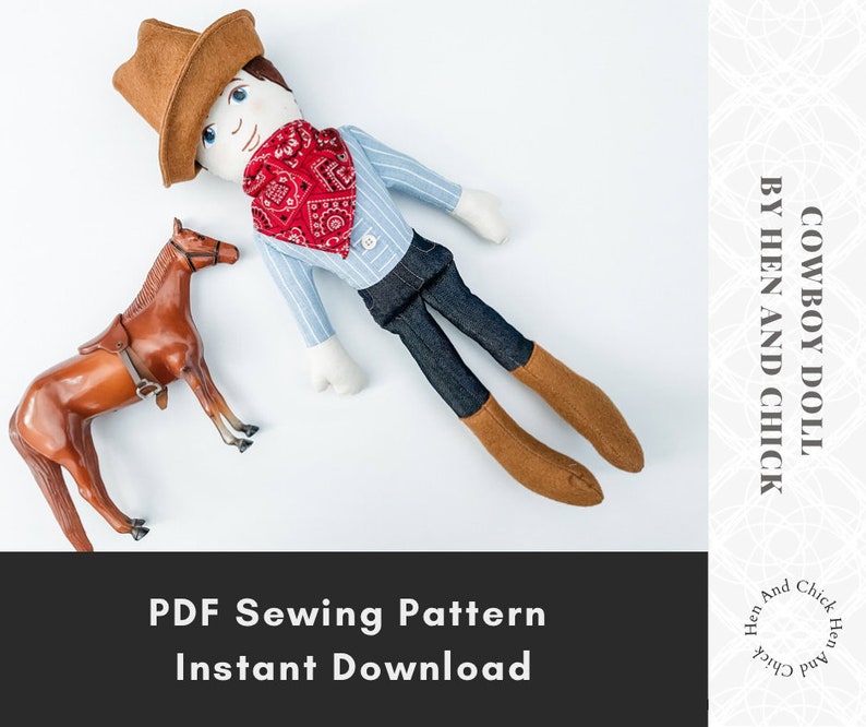 SEWING PATTERN Cowboy Doll with cowboy hat and bandana, 18 inch cloth doll tutorial, diy boy doll pattern with instructions image 10