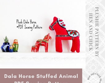 SEWING PATTERN Plush Dala Horse Stuffed Animal, PDF diy dala horse, stuffed horse toy