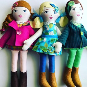 Rag Doll Sewing Pattern with face painting tutorial, lots of hair style options and clothes image 7