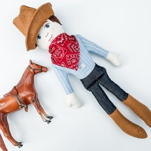 SEWING PATTERN Cowboy Doll with cowboy hat and bandana, 18 inch cloth doll tutorial, diy boy doll pattern with instructions image 6