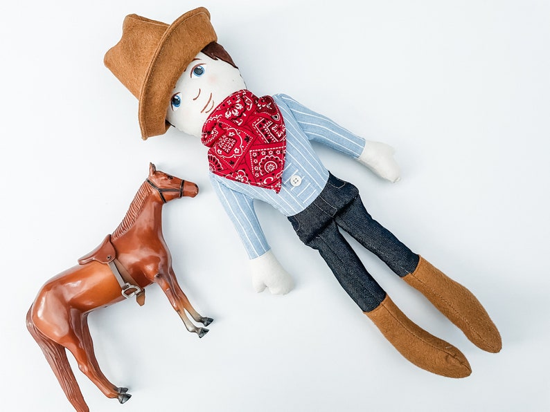 SEWING PATTERN Cowboy Doll with cowboy hat and bandana, 18 inch cloth doll tutorial, diy boy doll pattern with instructions image 6