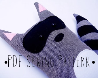 Sewing Pattern for Raccoon Stuffed Animal, Pillow Raccoon
