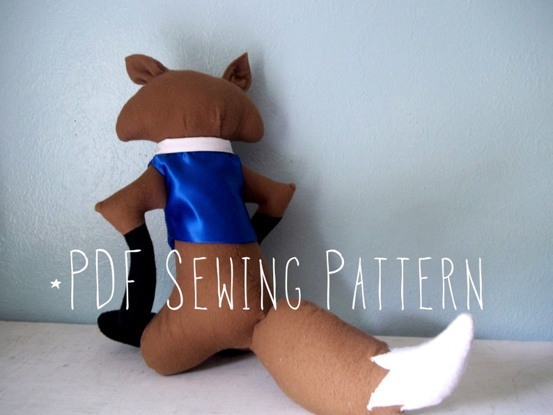 SEWING PATTERN Stuffed Animal Fox with Vest PDF, plushie tutorial, dapper fox diy, woodland fox pattern, fairytale character, diy kids gift image 5