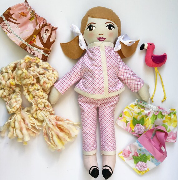 Custom Cloth Doll Set with outfits pajamas stuffed pet dress Etsy