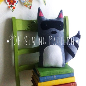 SEWING PATTERN Fox and Raccoon Stuffed Animals, woodland pillow set diy, unique kids room decor, unique boy gift sewing project, plushie image 7