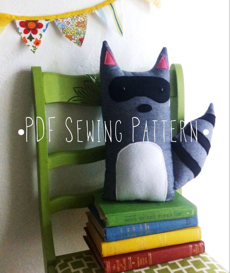 SEWING PATTERN Fox and Raccoon Stuffed Animals, woodland pillow set diy, unique kids room decor, unique boy gift sewing project, plushie image 7