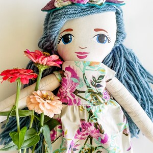 SEWING PATTERN Boho Doll Sewing Pattern PDF with doll dress and flower headband, Cottagecore Doll, yarn hair doll tutorial, diy Doll image 5