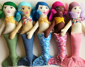 Custom made Mermaid Doll, cloth mermaid doll, fantasy doll, unique gift, gifts for girls, birthday doll, girls room decor, birthday gift