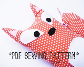 PDF Sewing Pattern Fox Stuffed Animal, diy woodland stuffed animal, fox pillow pattern, kids gift diy, childrens room decor tutorial