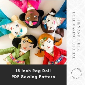 Rag Doll Sewing Pattern with face painting tutorial, lots of hair style options and clothes image 4