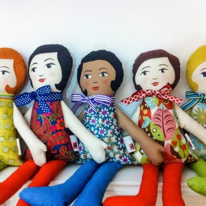 Custom Made Simple Cloth Doll, choose hair color, eye, skin and dress color, baby doll, first birthday gift, vintage style doll, rag doll