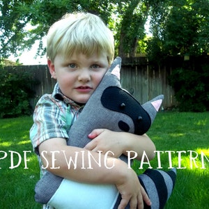 SEWING PATTERN Fox and Raccoon Stuffed Animals, woodland pillow set diy, unique kids room decor, unique boy gift sewing project, plushie image 5