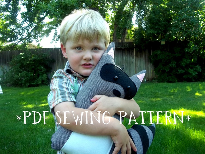 SEWING PATTERN Fox and Raccoon Stuffed Animals, woodland pillow set diy, unique kids room decor, unique boy gift sewing project, plushie image 5