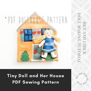 SEWING PATTERN Mini Rag Doll and Dollhouse Pattern. Instant download, printable pattern and tutorial, make a take-along toy, DIY quiet book