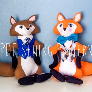 SEWING PATTERN Stuffed Animal Fox with Vest PDF, plushie tutorial, dapper fox diy, woodland fox pattern, fairytale character, diy kids gift image 2