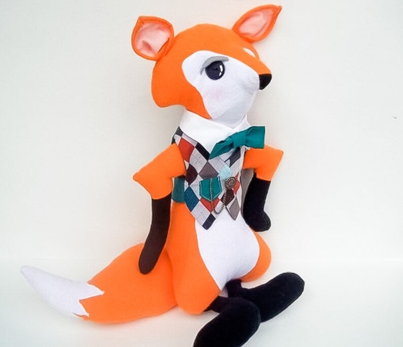 SEWING PATTERN Stuffed Animal Fox with Vest PDF, plushie tutorial, dapper fox diy, woodland fox pattern, fairytale character, diy kids gift image 8