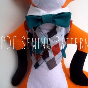 SEWING PATTERN Stuffed Animal Fox with Vest PDF, plushie tutorial, dapper fox diy, woodland fox pattern, fairytale character, diy kids gift image 4