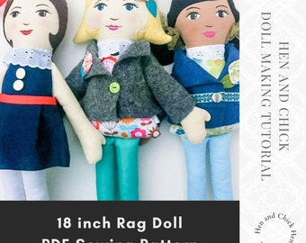 SEWING PATTERN Cloth doll pattern, 18 inch rag doll tutorials