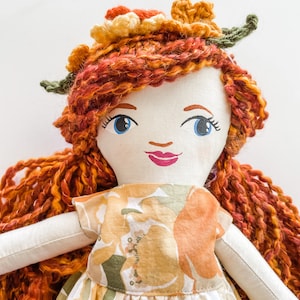 SEWING PATTERN Boho Doll Sewing Pattern PDF with doll dress and flower headband, Cottagecore Doll, yarn hair doll tutorial, diy Doll image 7
