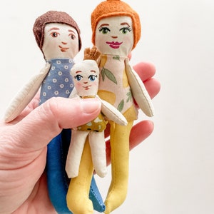 Handmade Dollhouse Doll Family: Pocket-Sized Fabric Dolls