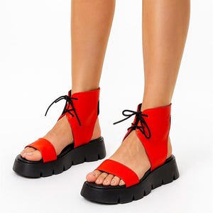 Gladiator sandals, Handmade Sandals,Platform Leather,Ankle strap,Red leather shoes,Buckle sandals,summer shoes for women,unique gift women