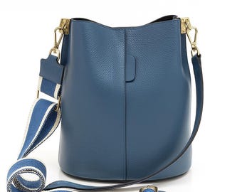 Luxury handbags for women,Women's Blue leather handbag,Genuine leather tote,Designer bag,Crossbody Blue purse,Trendy purses,Gift for women