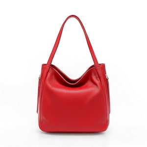 Soft red tote for women,soft leather bag,Genuine leather tote,red shoulder bag,Crossbody leather purse,Soft red leather tote,Gift for her