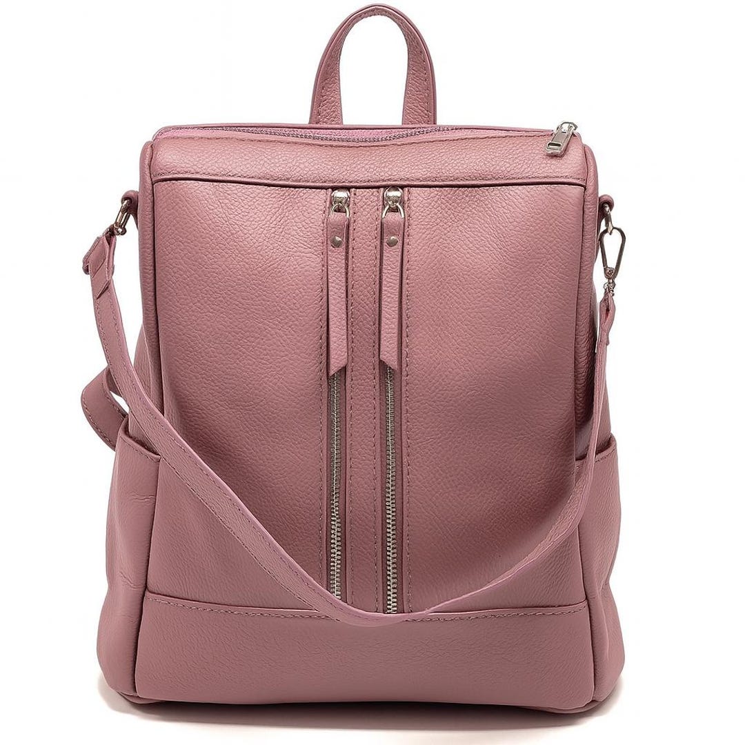 Convertible 2 in 1 Backpack for Women,stylish Pink Genuine 