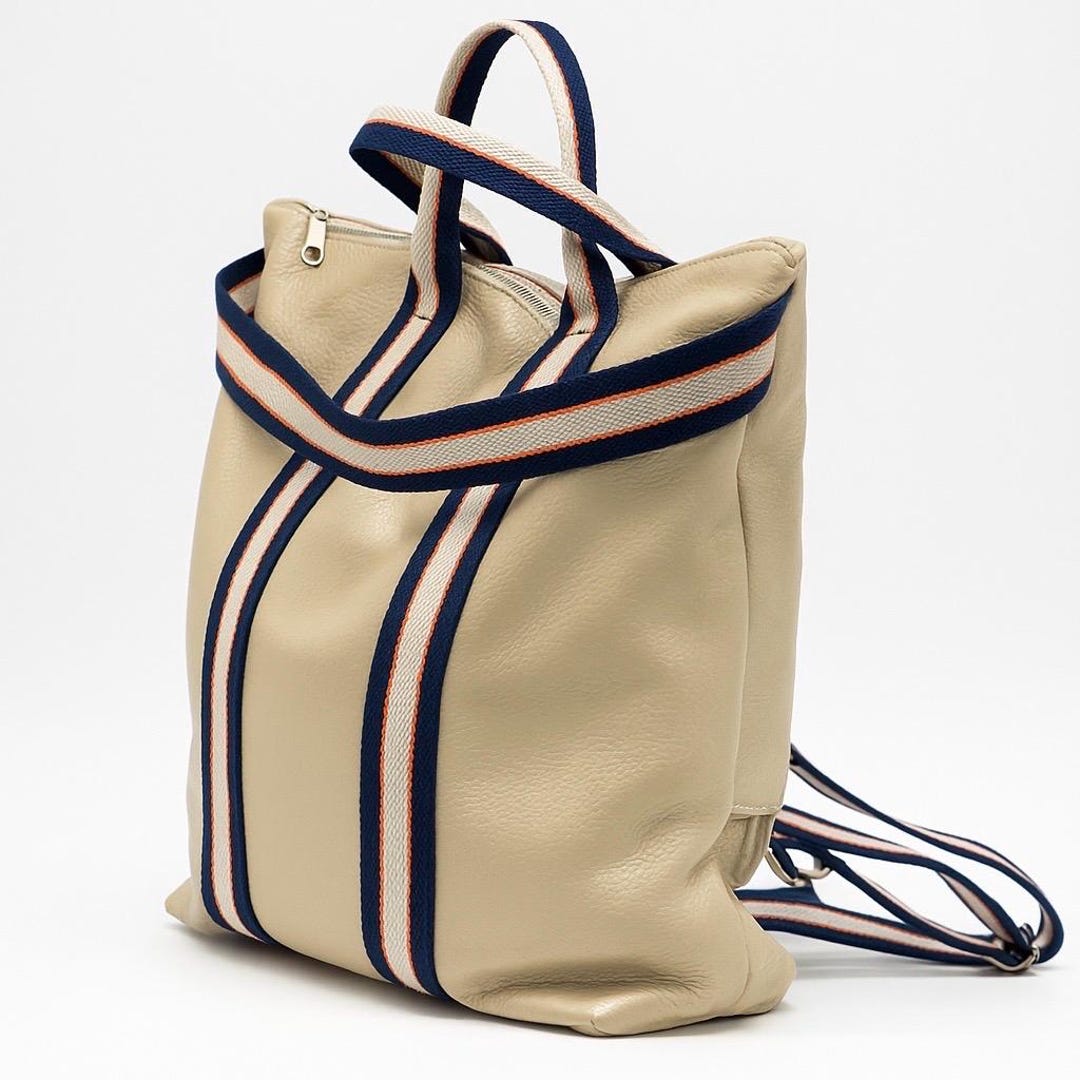 beige travel backpack handbag and purse 2pcs Beige Convertible 2 in 1 Backpack for Women,genuine Leather Bags,shoulder  Backpack,multi Use Bag,travel Backpack,convertible Leather Tote