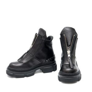 Black Leather Boots For Women,Stylish Leather Black Shoes,Versatile Boots,Custom Shoes,Gift For Women,Black Footwear,Heel Boots