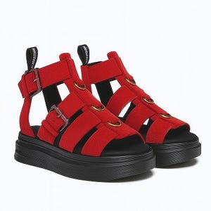 Comfort sandals, Handmade Sandals, Red Platform Sandals,Ankle strap,Red leather shoes,Buckle sandals,summer shoes for women, gift for women