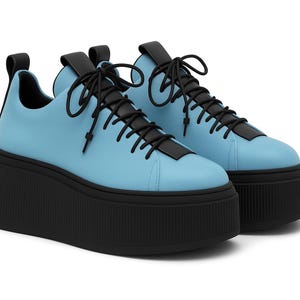 Blue Platform sneakers for women,Leather sneakers,Platform leather shoes,Platform shoes,blue Platform shoes,Platform footwear,Gift for her