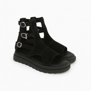 Handmade leather sandals,Black summer boots,platform sandals,adjustable straps,genuine leather,trendy women sandals,stylish summer shoes